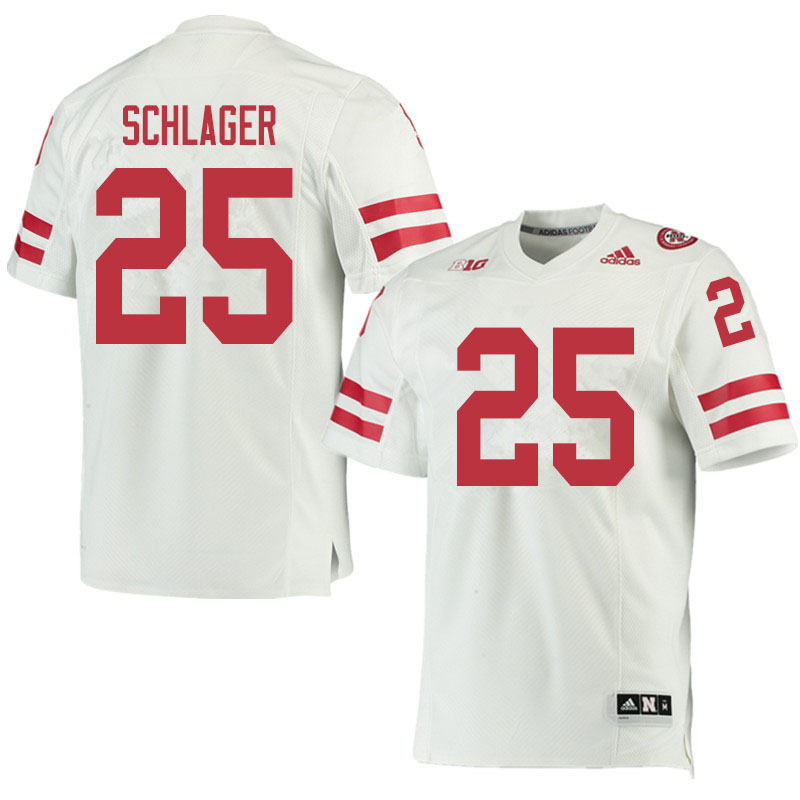 Men #25 Zach Schlager Nebraska Cornhuskers College Football Jerseys Sale-White